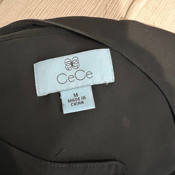 CeCe Black Semi Sheer Long Sleeve Button Down Tunic Top Size M - Picture 9 of 10